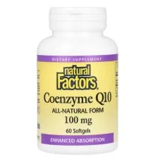 Антиоксидант Natural Factors Коензим Q10, 100 мг, Coenzyme Q10, 60 гелевих капсул (NFS-02071)