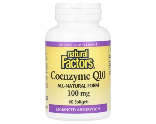 Антиоксидант Natural Factors Коэнзим Q10, 100 мг, Coenzyme Q10, 60 гелевых капсул (NFS-02071)