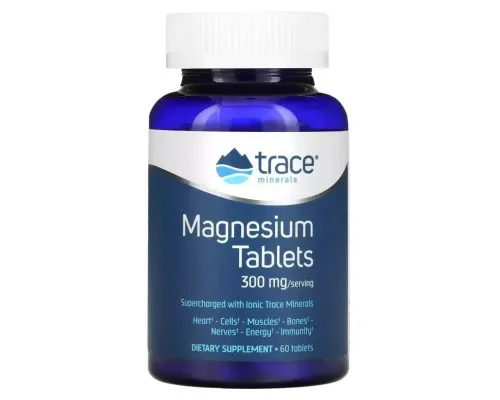 Минералы Trace Minerals Магний, 300 мг, Magnesium, 60 таблеток (TMR-00317)