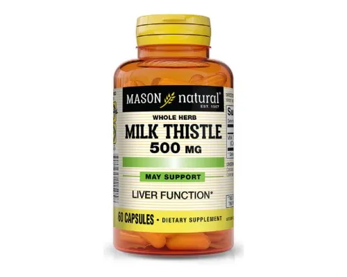 Травы Mason Natural Расторопша 500мг, Milk Thistle, 60 капсул (MAV-11505)