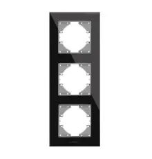 Рамка Videx BINERA черное стекло 3 поста вертикал (VF-BNFRG3V-B)