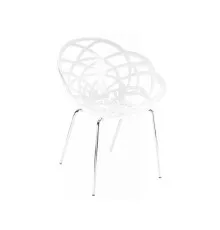 Кухонний стілець PAPATYA flora ml сидіння суцільно-біле, колір 43, хромовані ніжки (2304)