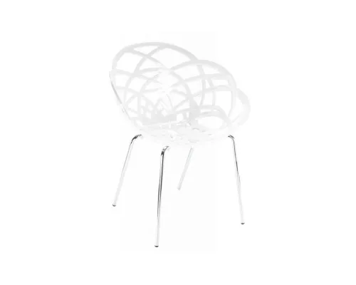 Кухонний стілець PAPATYA flora ml сидіння суцільно-біле, колір 43, хромовані ніжки (2304)