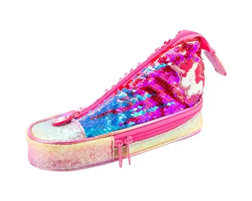 Пенал Cool For School у формі кеда з паєтками 2 відділення Рожевий (5987-pink)