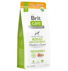 Сухой корм для собак Brit Care Dog Sustainable Adult Medium Breed с курицей и насекомыми 12+2 кг (8595602565733)