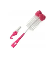 Щеточка для мытья бутылочек Akuku и сосок с губкой, розовый (A0575)