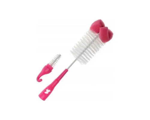 Щіточка для миття пляшечок Akuku і сосок з губкою, рожевий (A0575)