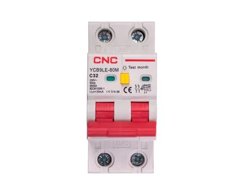 Дифференциальный автоматический выключатель CNC YCB9LE-80M 2P C32 6000A 30mA (NV821907)
