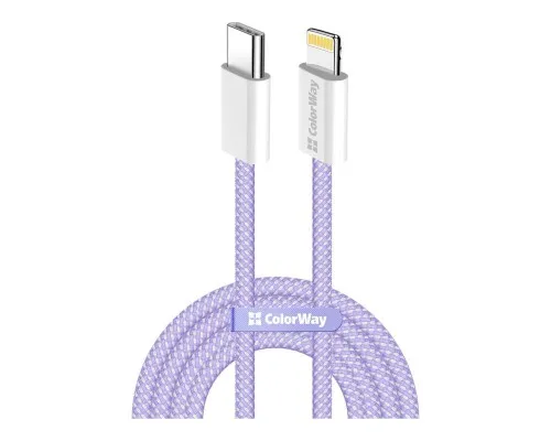 Дата кабель USB-C to Lightning 1.0m 27W purple ColorWay (CW-CBPDCL061-PU)