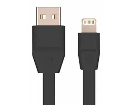 Дата кабель USB 2.0 - Lightning 2А (DR-1624) плоский (Black) 1,0м Drobak (219085)