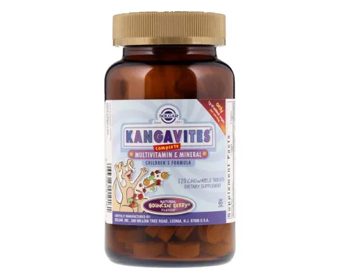 Мультивітамін Solgar Вітаміни для дітей, Kangavites (Кангавітс), Смак ягід, 120 ж (SOL-01016)
