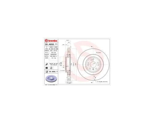 Тормозной диск Brembo 09.A958.11