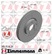 Гальмівний диск ZIMMERMANN 285.3516.20