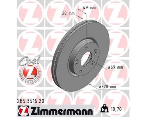 Тормозной диск ZIMMERMANN 285.3516.20