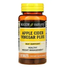 Травы Mason Natural Яблочный уксус+, Apple Cider Vinegar Plus, 60 таблеток (MAV15705)