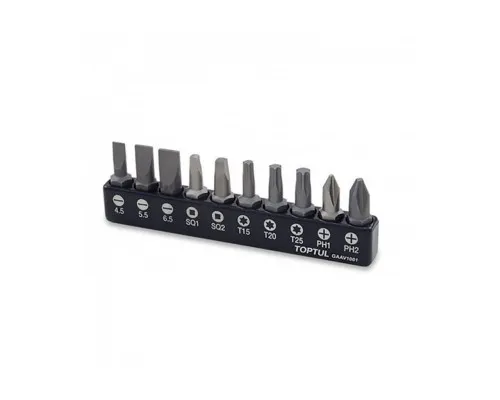 Набір біт Toptul для шуруповерта 1/4 10од. (PH,SL,Torx,SQ) (GAAV1001)