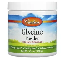 Амінокислота Carlson Гліцин у порошку, вільна форма амінокислоти, Glycine Powd (CAR-06835)