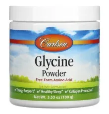 Амінокислота Carlson Гліцин у порошку, вільна форма амінокислоти, Glycine Powd (CAR-06835)