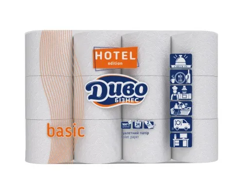 Туалетная бумага Диво Бизнес Basic for Hotel 2 слоя 24 рулона (4820003837788)