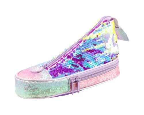 Пенал Cool For School у формі кеда з паєтками 2 відділення Фіолетовий (5987-purple)