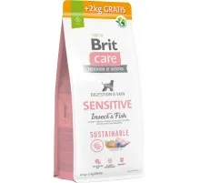 Сухой корм для собак Brit Care Dog Sustainable Sensitive с рыбой и насекомыми 12+2 кг (8595602565757)