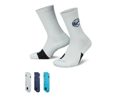Шкарпетки Nike U Nk Ed Crew Bball 3Pr 144 DA2123-900 46-50 3 пари Світло-голубий/Синій/Бірюзовий (196153803879)