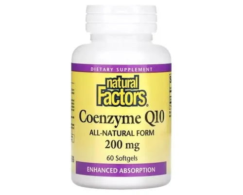 Антиоксидант Natural Factors Коензим Q10, 200 мг, Coenzyme Q10, 60 гелевих капсул (NFS-20722)