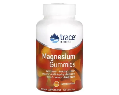 Минералы Trace Minerals Магний, вкус мандарина, Magnesium Gummies, 120 жевательных конфе (TMR-00503)