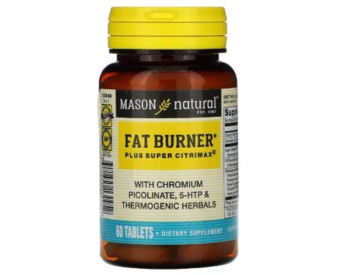 Вітамінно-мінеральний комплекс Mason Natural Жироспалювач, Fat Burner Plus Super Citrimax, 60 таблеток (MAV-13095)