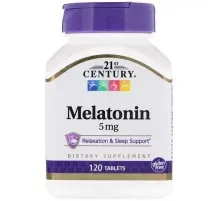 Амінокислота 21st Century Мелатонін, 5 мг, 120 таблеток (CEN-27087)