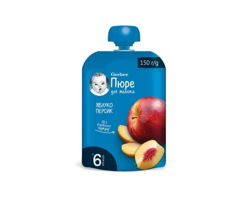Детское пюре Gerber яблоко-персик 150 г (8595139797218)