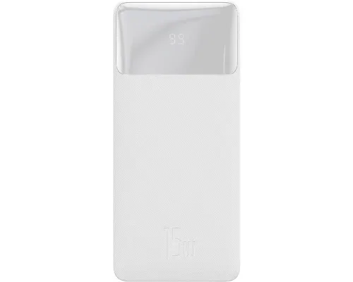 Батарея універсальна Baseus Bipow 30000mAh, 15W, USB-C/3A, 2*USB-A/3A(max.), +cable, white (PPBD050202)