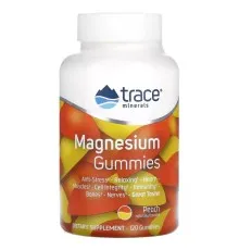 Мінерали Trace Minerals Магній, смак персика, Magnesium Gummies, 120 жувальних цукерок (TMR-00689)