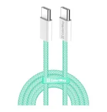 Дата кабель USB-C to USB-C 1.0m 60W 3.0А green ColorWay (CW-CBPDCC061-G)