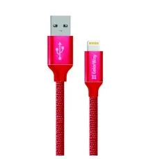 Дата кабель ColorWay Кабель Colorway USB - Apple Lightning 2.1А 1м червоний (CW-CBUL004-RD)