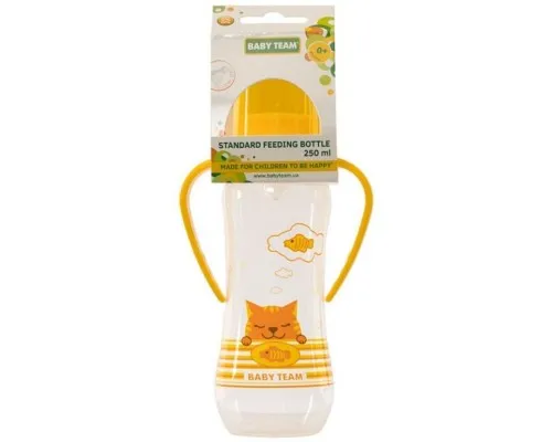 Бутылочка для кормления Baby Team с ручками и силиконовой соской, 250мл 0+ желт (1411_желтый)