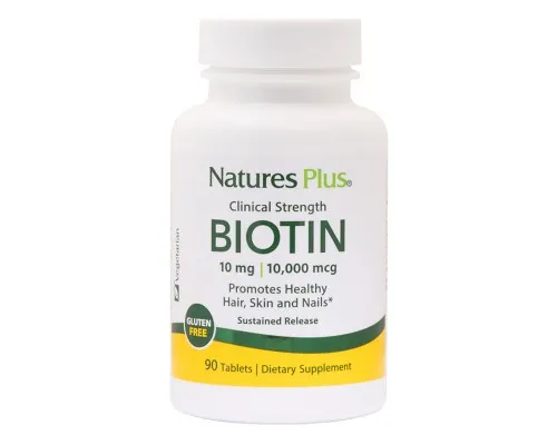 Вітамін Natures Plus Біотин (В7) Повільного Вивільнення, Natures Plus, 10 мг, 90 (NAP-01793)