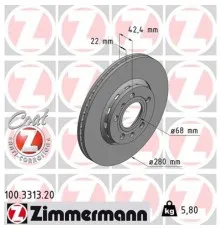Гальмівний диск ZIMMERMANN 100.3313.20