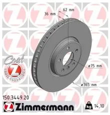 Тормозной диск ZIMMERMANN 150.3449.20