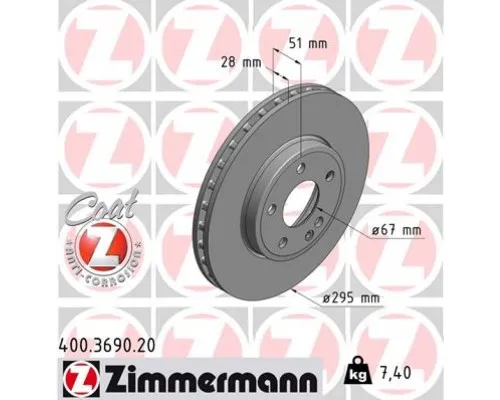 Гальмівний диск ZIMMERMANN 400.3690.20