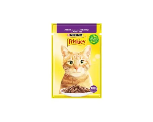 Вологий корм для кішок Purina Friskies шматочки у підливі з ягням 85 г (7613036974431)
