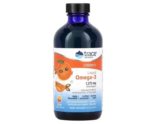 Жирные кислоты Trace Minerals Омега-3 для детей, 1275 мг, вкус апельсина, Children's Liquid Omega-3, (TMR-00811)