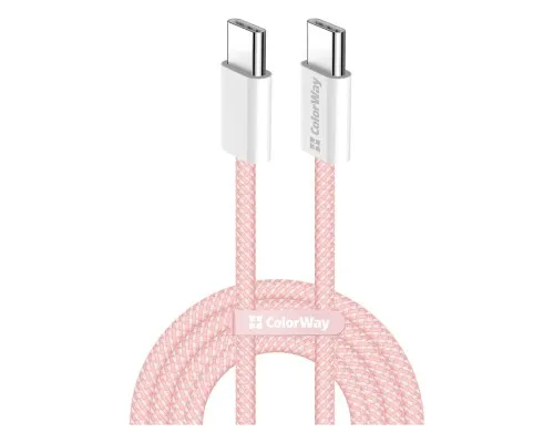 Дата кабель USB-C to USB-C 1.0m 60W 3.0А pink ColorWay (CW-CBPDCC061-P)