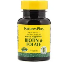 Вітамін Natures Plus Біотин і Фолієва кислота, Nature's Plus, 30 таблеток (NAP-01792)