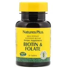 Витамин Natures Plus Биотин и Фолиевая кислота, Nature's Plus, 30 таблеток (NAP-01792)
