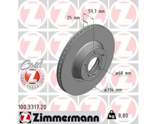 Тормозной диск ZIMMERMANN 100.3317.20