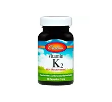 Вітамін Carlson Вітамін К2 (MK-4 Менатетренон), Vitamin K2 Menatetrenone, 5 Мг, 60 Капсу (CAR-01000)