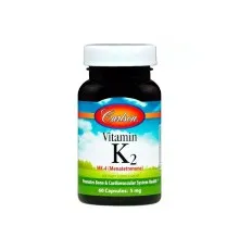 Вітамін Carlson Вітамін К2 (MK-4 Менатетренон), Vitamin K2 Menatetrenone, 5 Мг, 60 Капсу (CAR-01000)
