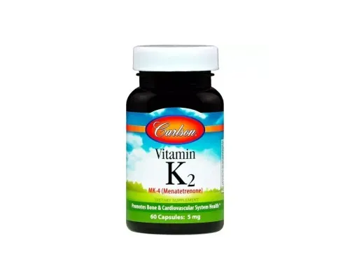 Витамин Carlson Витамин К2 (MK-4 Менатетренон), Vitamin K2 Menatetrenone, 5 Мг, 60 Капсу (CAR-01000)