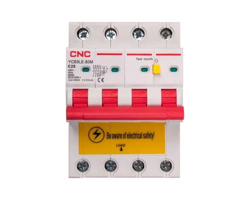 Диференціальний автоматичний вимикач CNC YCB9LE-80M 4P C25 6000A 30mA (NV821945)